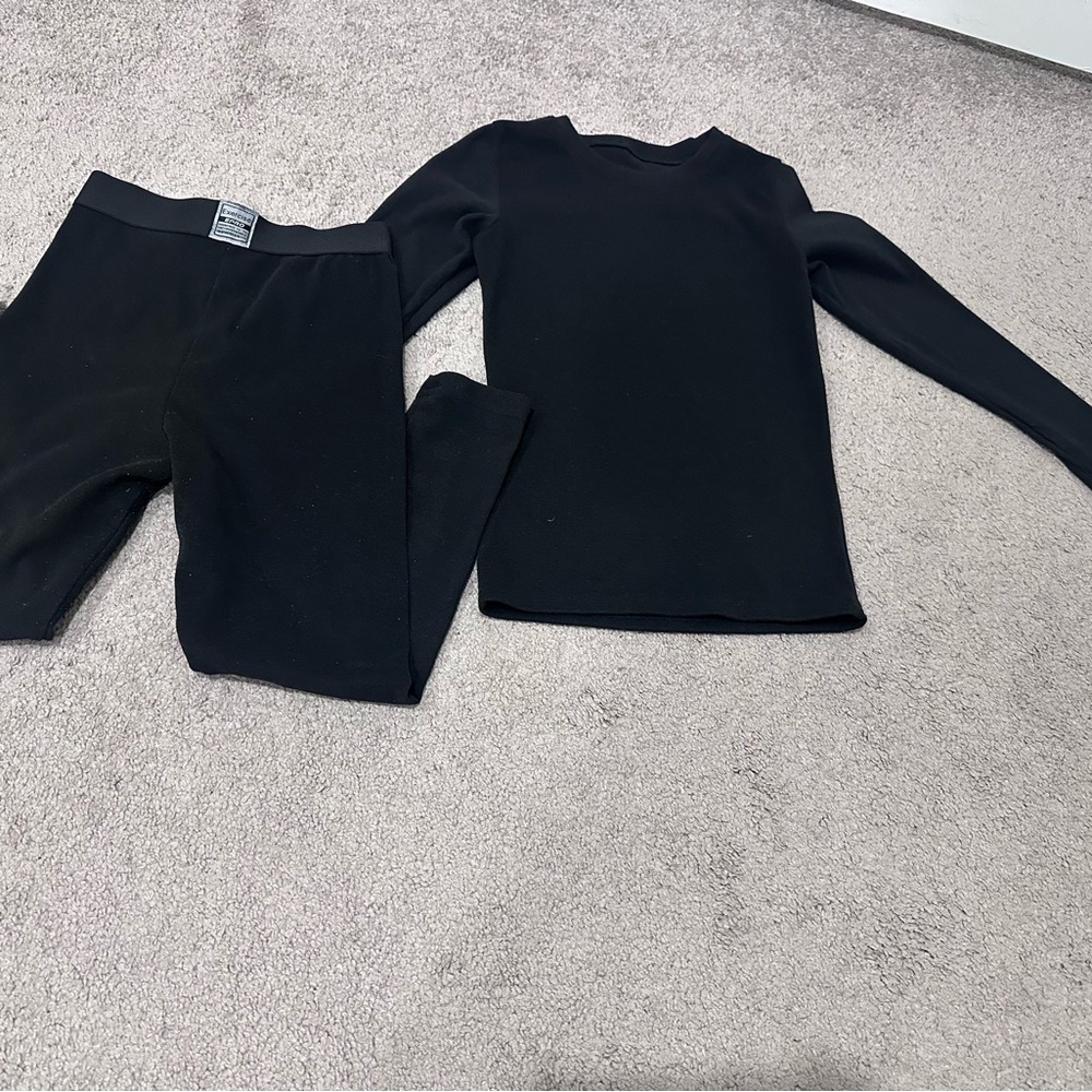 Kids Black Matching Thermal Set - 8Y-9Y